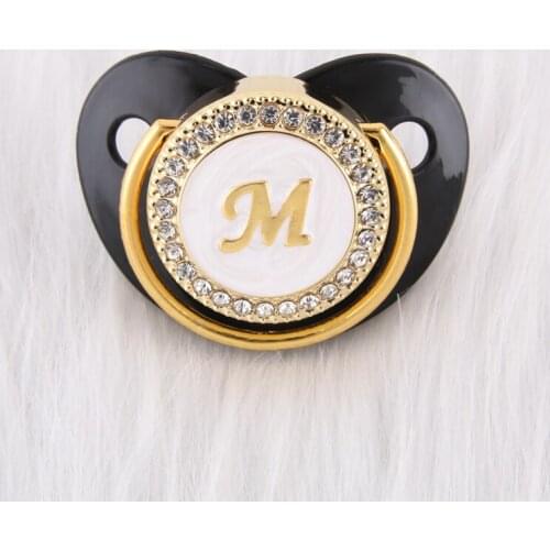 Luxury Black Baby Pacifier With Rhinestones 0-12 Months BlingBling Infant Soother Newborn Baby Dummy Nipple For Baby Shower Gift