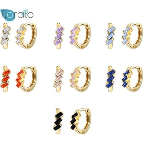 925 Silver Ear Buckle Huggie Hoop Earrings Crystal Earrings for Women Simple Boho Classic Small Earrings Stud Thin Hoops Gift