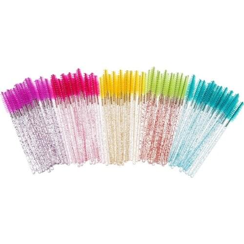 50Pcs/Pack Disposable Crystal Eyelash Makeup Brush Mascara Wands Applicator Grafting Eyelash Curling Comb Beauty Makeup Tools