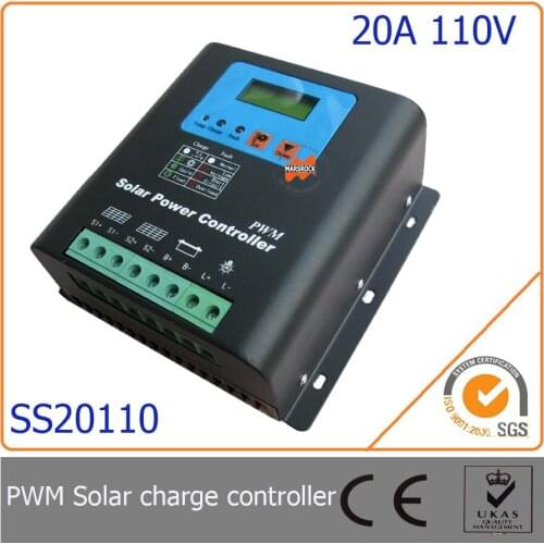 20A 110V PWM Solar Charge Controller with LED&LCD Display, Auto-Identification Voltage, MCU design with excellent performance