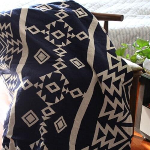 Thicking100% Cotton Thread Blanket Geometric Towel Blanket with Tassel Sofa Decorative Throws on Sofa/Bed/Plane SF38