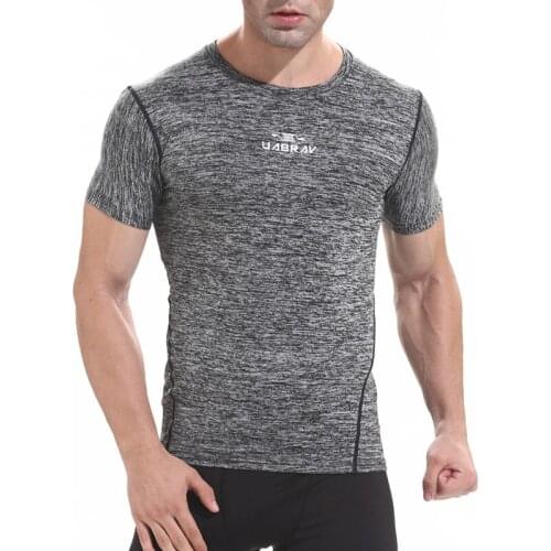 High Quality Sport Tops Muscle Running T Shirts Tees Men Gym Compression Tight Shirts Fitness Jersey Quick Dry Sportswear