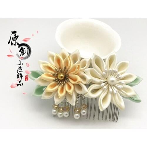 Japanese vintage handmade SAKURA Ivory white Hair clip hairpin accessories for Japanese clothes firkete /Horquilla