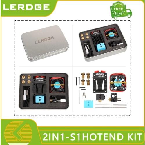LERDGE 2 IN 1-S1 3D Printer Parts Bowden MK8 Titan V6 Extruder Dual Hotend Switching 2 Colors Multi-Color 0.4 Nozzle Kits