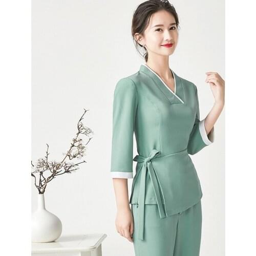 Women Uniform For Beauty Salon Sauna Foot Bath Beautician Clothing Massage Clothing Beauty Salon Work Clothes Spa Uniform AS249
