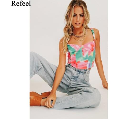 Summer women camis short sexy crop top sleeveless backless elastic fashion new tank top tie dye femme vestidos