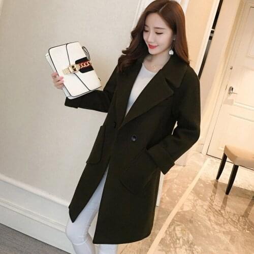 Woolen Jacket Suit Women Mid-length 2021 New Slim Thick Long-sleeved Temperament Autumn and Winter Woolen Coat Women