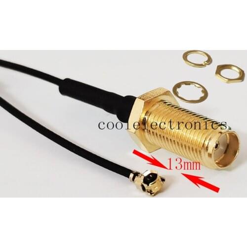 100pcs Black 1.13 13mm SMA Female Jack to IPX u.fl IPEX Connector RF 1.13mm Pigtail Cable 5/10/15/20/30/50cm
