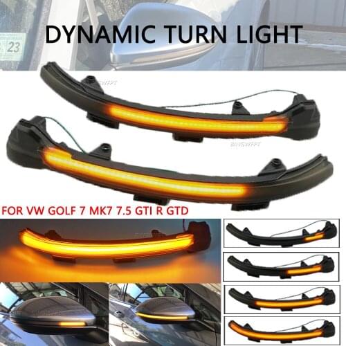 2pcs For VW Golf 7.5 MK7.5 GTI R GTD RLINE MK7 7 Dynamic Blinker LED Turn Signal Mirror 2013 2014 2016 2018 Jetta 2019 2020