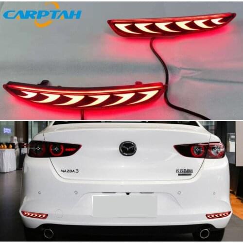 2PCS For Mazda 3 Axela Sedan 2019 2020 LED Rear Fog Lamp Car LED Bumper Light Brake Light Turn Signal Indicator Reflector