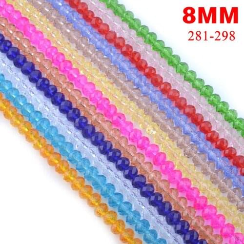 30Pcs/Lot 8mm 5040 AAA Top Quality Mixed Faceted Glass Crystal Rondelle Spacer Beads For Jewelry Making Free Shipping #281-298