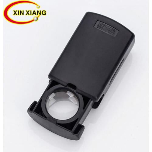 30X Handheld Magnifying Glass With LED Light Flexible Black Illuminated Magnifier Drawer Type Pocket Magnifier Jewelry Loupe