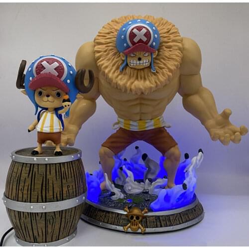 39cm One Piece Tony Tony Chopper Two Forms Statue PVC Colorful LED Respiratory Light Desk Decoration Collection Model Toy