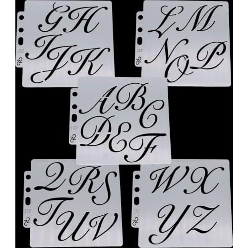5pcs Letters Layering Stencils graffiti hand copied board hollowed out photo album graphic spray painting tool