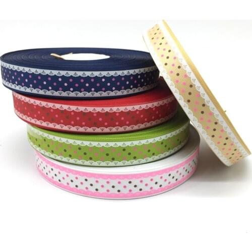 5 yards 1"(25mm) Ribbon Wedding Decoration Printing Dots Grosgrain Ribbon Gift Wrapping Hair Bows DIY Christmas Ribbon