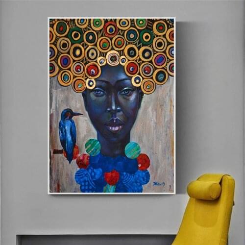 Abstract African Women Portrait Oil Painting on Canvas Art Scandinavian Posters and Prints Modern Wall Picture for Living Room