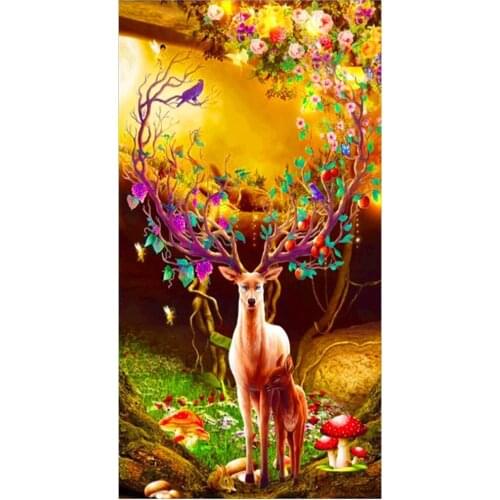 Round full diamond animal 5D diamond painting deer DIY diamond embroidery kit decoration home decoration