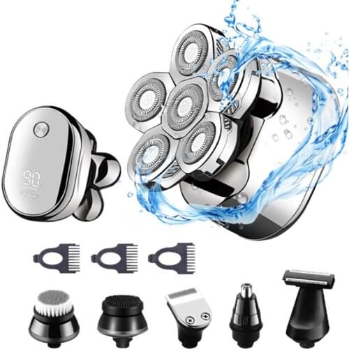 Mens grooming facial electric shaver wet dry electric razor rechargeable bald head shaving machine brush rotate shaving