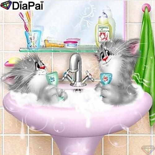DiaPai 5D DIY Diamond Painting 100% Full Square/Round Drill "Cartoon cat" Diamond Embroidery Cross Stitch 3D Decor A23534