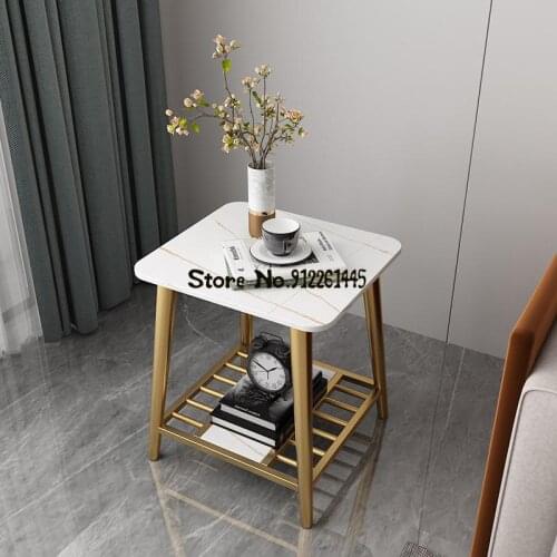 Wrought iron sofa by the wall, creative hotel home bedside corners, narrow and small apartment coffee table, mini minimalist