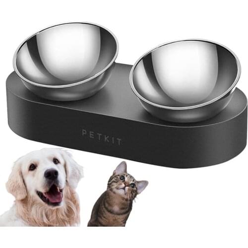 Petkit Stainless Steel Health Pet Dog Cat Double Bowls Adjustable Anti-Slip Food Water Bowl Feeder for Pets Feeding Gamelle