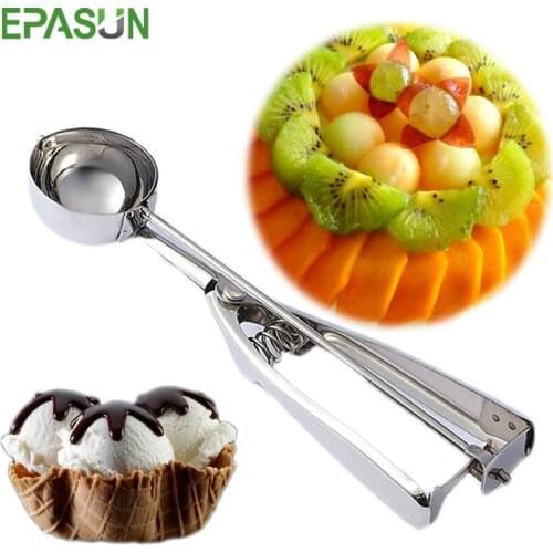 EPASUN Ice Cream Scoop Stainless Steel Ice Cream Spoon Non-stick Stack Potato Fruit Jelly Ball Maker Scooper Kitchen Accessory