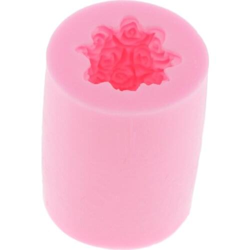 Rose Flower Mold Cylinder Aroma Candle Polymer Clay Gypsum Soap Mould Craft