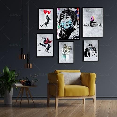 Banksy Graffiti Art Painting Abstract Canvas Posters and Prints Modern Wall Cuadros for Living Room Home Decor