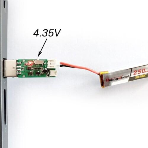 HappyModel 4.2V 4.35V Switchable 1S USB LIHV LIPO Battery Charger for Mobula6 Mobula7 FPV Tinywhoop Drones DIY Parts