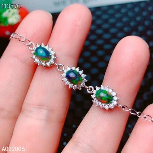 KJJEAXCMY fine jewelry 925 sterling silver inlaid natural black opal bracelet delicate female classic bracelet support testing