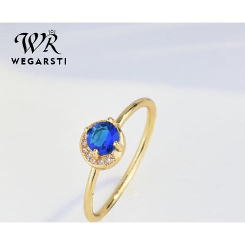 WEGARSTI Genuine Blue Topaz Ring Solitaire 925 Sterling Silver Rings For Women Engagement Ring Silver 925 Gemstones Jewelry