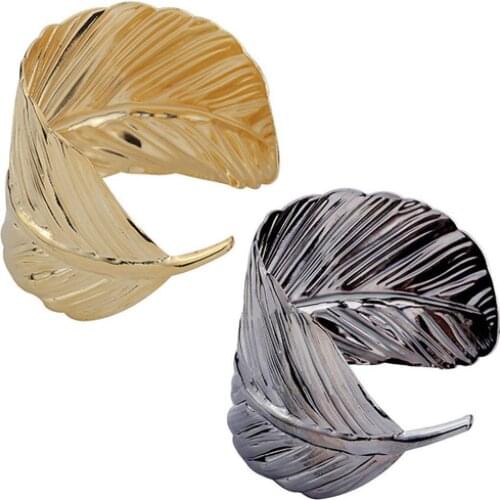 Hot Sales!!! Womens Fashion Bangle Wide Cuff Opened Metal Leaf Shape Bracelet Jewelry