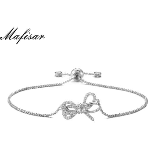 Mafisar Luxury AAA+ Cubic Zirconia Woen Party Jewelry Gold Color Bow Charm Bracelets For Women Girl Wedding Jewelry Gift