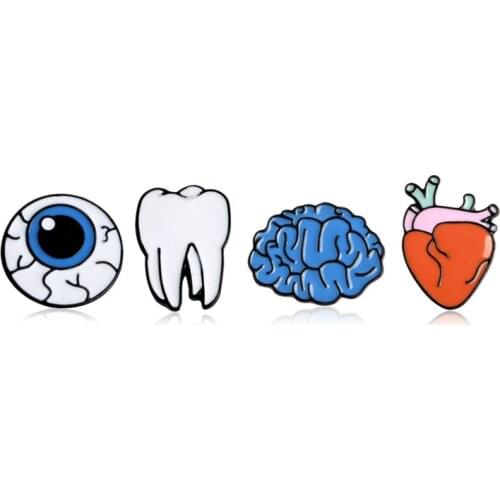 Organ Eye Tooth Brain Metal Badges 2017 New Fashion Brooch Pins For Clothes Badges Icons On Backpack Women Decorative Brooches