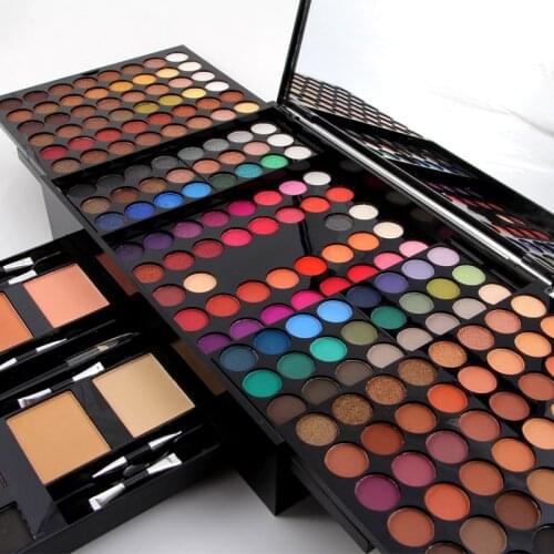 Miss Rose Professional Makeup 180 Colors Matte Shimmer Palette Powder Blush Eyebrow Contouring Beauty Kit Box MA