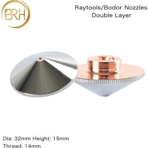 BRH Raytools Nozzles Double Layer Dia.32mm Caliber 0.8 - 5.0mm For Empower BT230 BT240 Fiber Laser Head Bodor Laser Machine