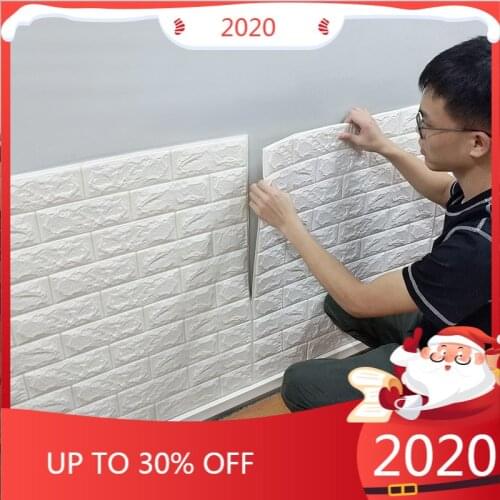 10PCS 3D Wall Stickers Imitation Brick Bedroom Decor Waterproof Self-adhesive Wallpaper For Living Room Kitchen TV Backdrop