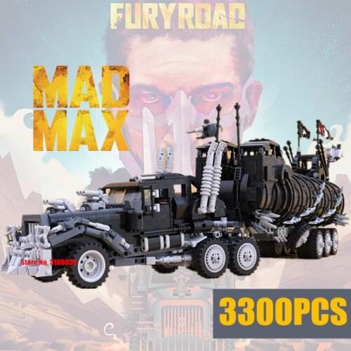 New 3300PCS Technical Mad Movie Series Modified Max War Rig Truck Toys Series Model Building Block Bricks Kid Gift Set