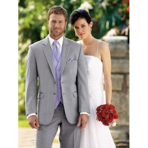 New Arrival Fashion Light Grey Groom Tuxedos Morning Style Two Buttons Best Men Wedding Groomsman Suit Three Pieces Formal Suits