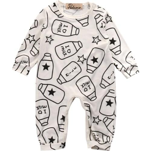 Autumn Newborn Infant Baby Boy Girl Long Sleeve bottle Milk Romper Cotton Jumpsuit Clothes