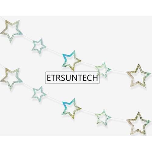 100pcs 4M Dazzling Paper Star String Chain Banner Wall Hanging Wedding Party Garland Pendant Ornaments DIY Home Decor Supplies