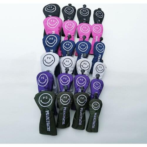 PG Smiley Golf Club #1 #3 #5 Wood Headcovers Driver Fairway Woods cover PU Leather Head Covers Set Protector Golf Accessories