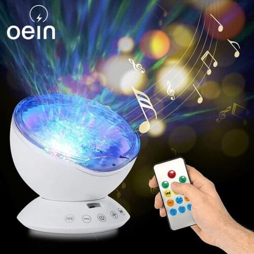 Galaxy Starry Sky Projector Led Night Light With Music Child Bedside Lamp USB Remote Control Ocean Watermark Creative Gift