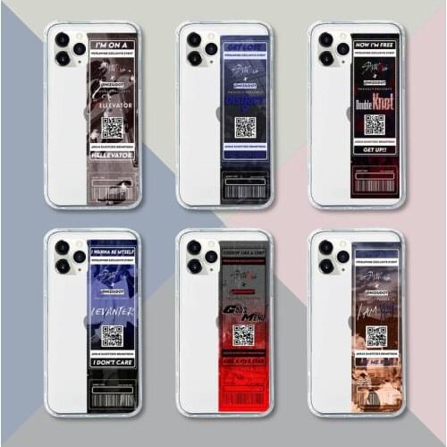 Stray Kids Air tickets Design Phone Case Transparent For iPhone 12 11 pro mini XS XR X max 5 6 s 7 8 plus TPU Clear Mobile bags