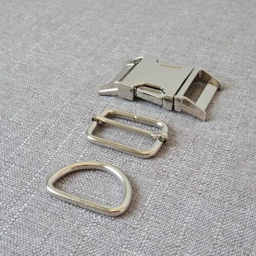 20 sets 30mm strong metal hardware clasp D ring adjuster belt straps quick release buckle for paracord dog collar DIY accessory