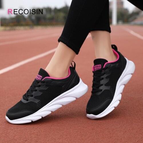 RECOISIN New Fashion Women Flats Shoes Brathable Mesh Lace-Up Basket Femme Trainers Women Sneakers Ladies Shoes zapatillas mujer
