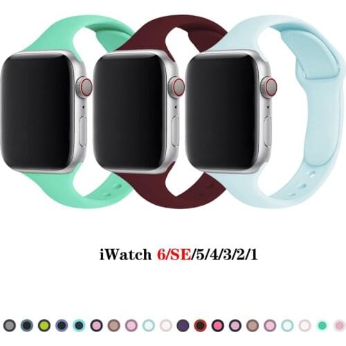 Slimming silicone strap for apple watch 6 band 44mm 42mm 40mm 38mm iwatch series 6/5/4/3/2/1/SE rubber wristband Accessories