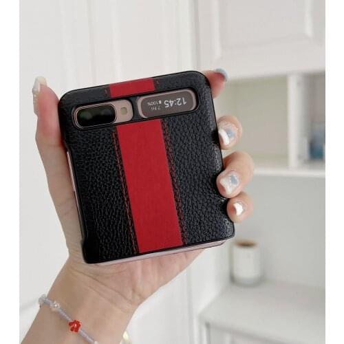 Luxury Leather Case for Samsung Galaxy Z Flip 5G Cover Vintage Bamboo Pattern Shockproof Shell for Samsung Z Flip Case