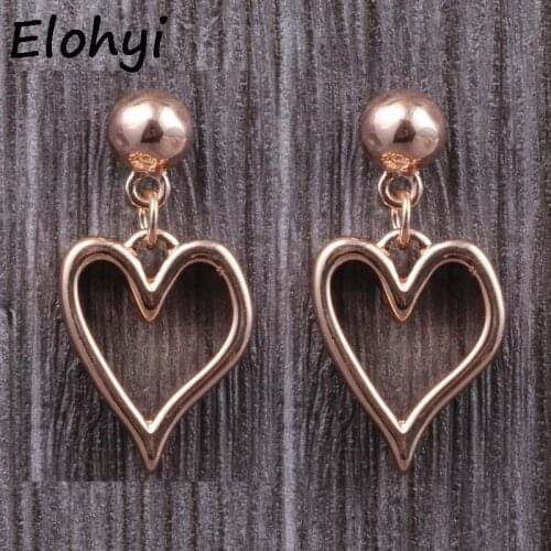ELOHYI Women Drop Hollow Heart Statement Eearrings Simple Alloy Earring Jewelry Wholesale For Girls For Women Gift Free Shipping