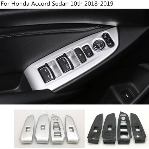 Car Styling Door Inner Window Glass Panel Armrest Lift Switch Button Trim 4pcs For Honda Accord Sedan 10th 2018 2019 2020
